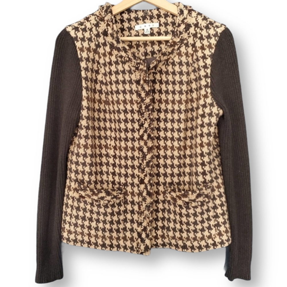 CAbi Houndstooth Jacket Brown Size 6